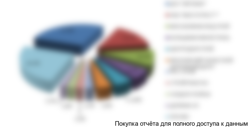 Рисунок 4. Доли рынка ключевых компаний автодорожного строительства Москвы и Московской области